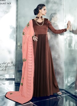 Brown Silk Satin Party Wear Kurti CHEERY 7003 By Arihant NX Size XL