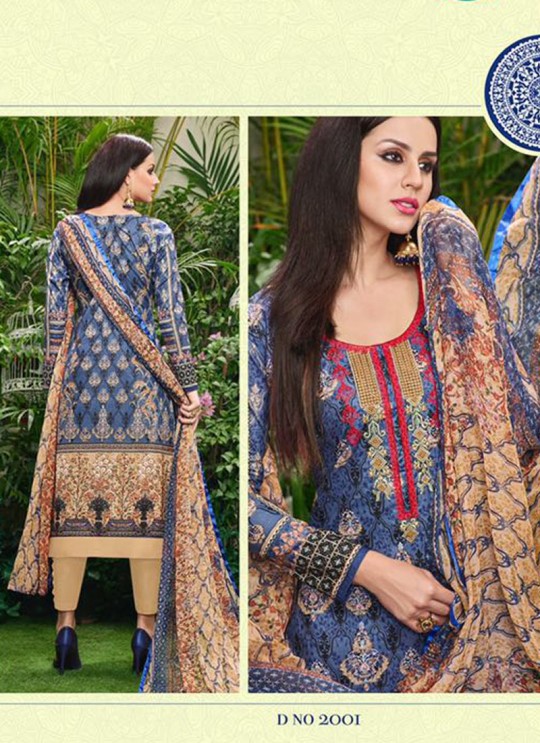 Blue Cotton Straight Cut Suit HOUSE OF COTTON 2001 By Deepsy