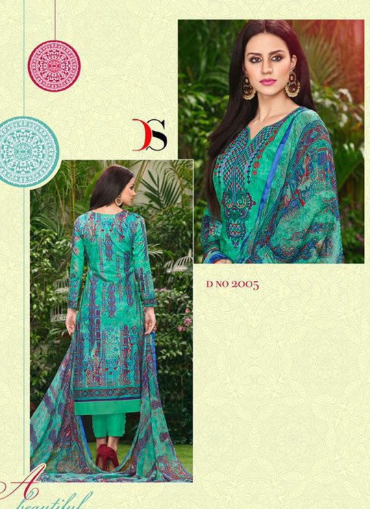 Green Cotton Straight Cut Suit HOUSE OF COTTON 2005 By Deepsy