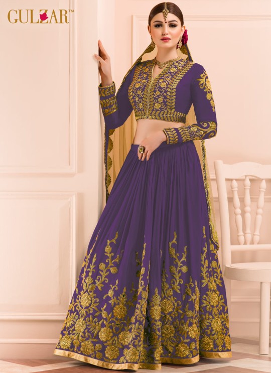 Wine Georgette Embroidered Wedding Wear A-Line Lehenga Choli 12 TO L-15 SERIES L-15 Wine Color By Gulzar
