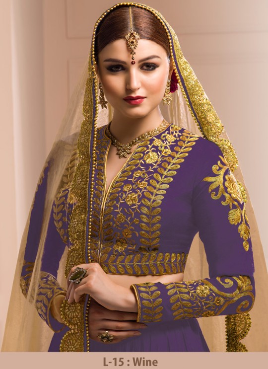 Wine Georgette Embroidered Wedding Wear A-Line Lehenga Choli 12 TO L-15 SERIES L-15 Wine Color By Gulzar Wine Georgette Embroidered Wedding Wear A-Line Lehenga Choli 12 TO L-15 SERIES L-15 Wine Color By Gulzar