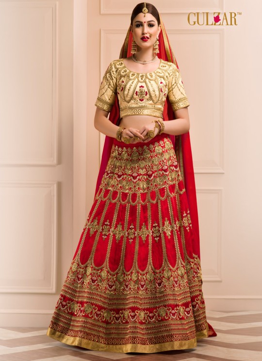 Red Art Silk Embroidered Wedding Wear A-Line Lehenga Choli 12 TO L-15 SERIES L-12 By Gulzar