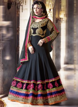Black Georgette Abaya Style Anarkali Shahnaaz Vol 32 3221 By Hotlady SC/000189