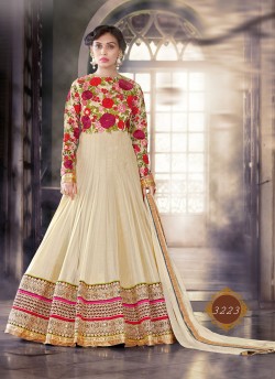 Cream Georgette Abaya Style Anarkali Shahnaaz Vol 32 3223 By Hotlady SC/000191