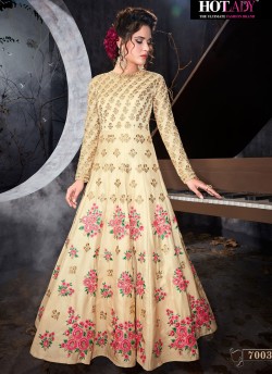 Beige Silk Floor Length Anarkali Zareena 7003 By Hotlady SC/009190