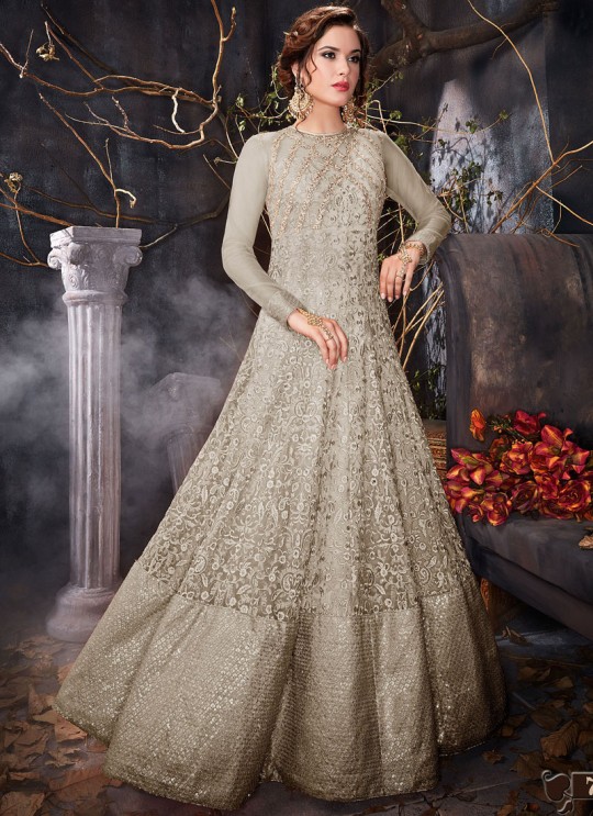 Grey Net Floor Length Anarkali Zareena 7004 By Hotlady SC/009191