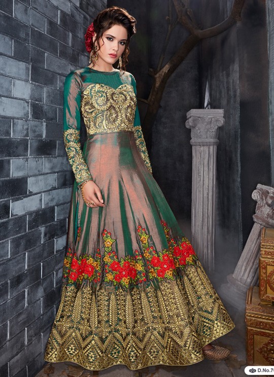 Green Silk Floor Length Anarkali Sameena 7012 By Hotlady SC/010195