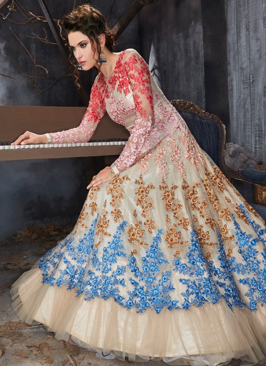 Cream Net Floor Length Anarkali Sameena 7014 By Hotlady SC/010197 Cream Net Floor Length Anarkali Sameena 7014 By Hotlady SC/010197