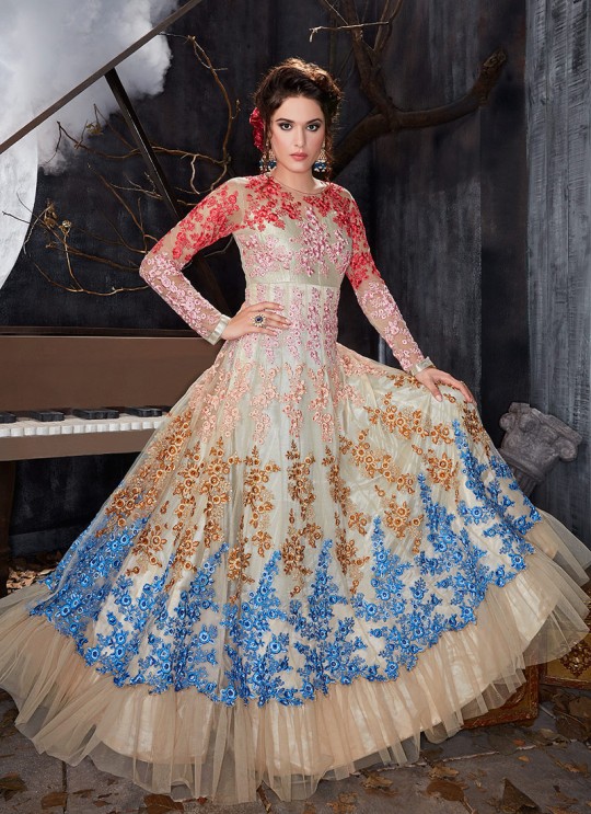 Cream Net Floor Length Anarkali Sameena 7014 By Hotlady SC/010197 Cream Net Floor Length Anarkali Sameena 7014 By Hotlady SC/010197
