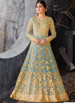 Blue Net Floor Length Anarkali Sameena 7016 By Hotlady SC/010199