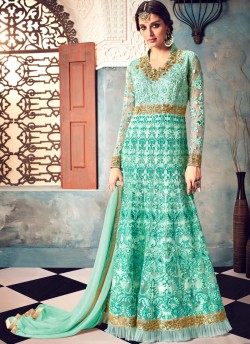 Green Net Floor Length Anarkali Malisha 7022 By Hotlady SC/011199