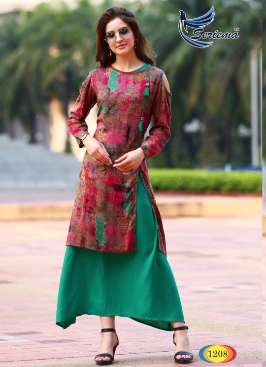 Multicolor Rayon KUMB CLASSIC 1208 Party Wear Kurtis By Sparrow SC/010040