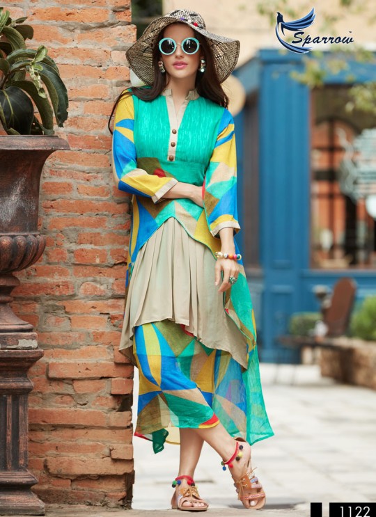 Multicolor Rayon KUMB XPERIA 1122 Designer Kurtis By Sparrow SC/0060135