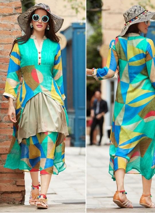 Multicolor Rayon KUMB XPERIA 1122 Designer Kurtis By Sparrow SC/0060135