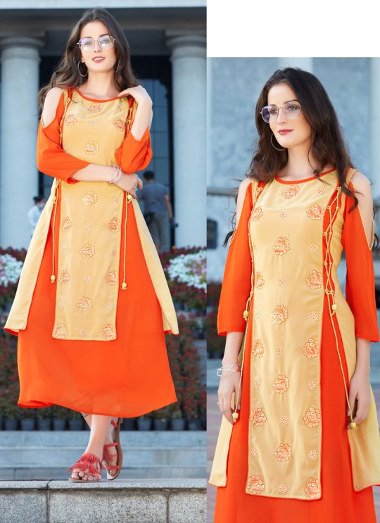 Orange Rayon KUMB FOREVER 1151 Designer Kurtis By Sparrow SC/006734