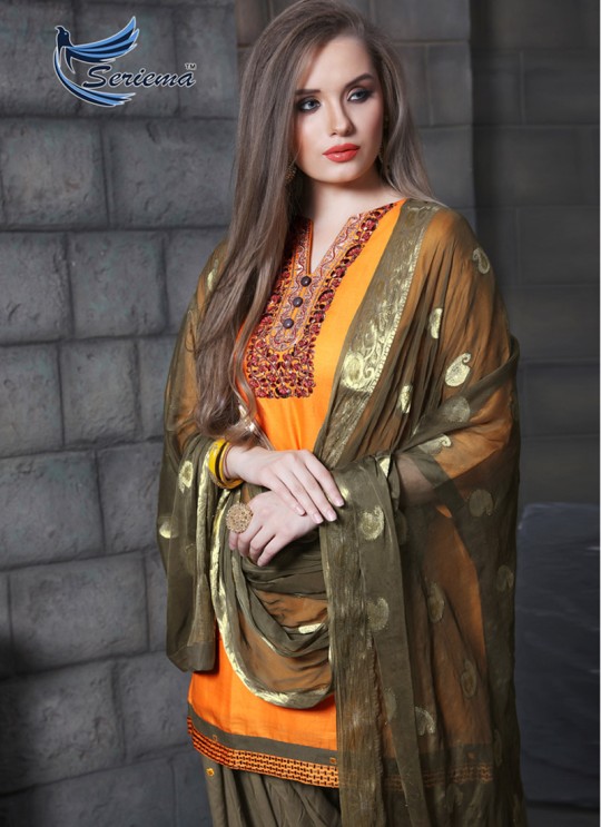 Orange & Grey Jam Cotton Silk PATIYALA CLUB 1011 Punjabi Suits By Sparrow SC/011336