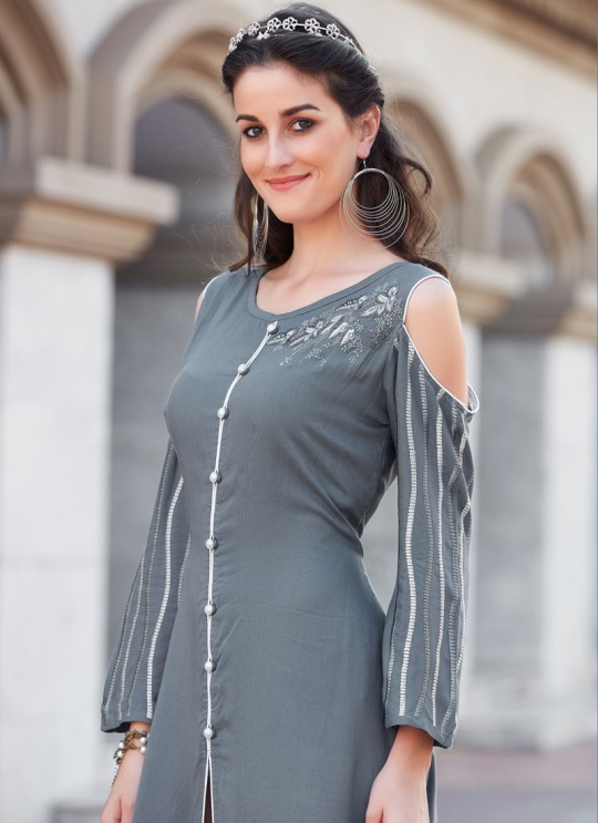 Grey Rayon KUMB SUMMER 1179 Party Wear Kurtis By Sparrow SC/009350 Grey Rayon KUMB SUMMER 1179 Party Wear Kurtis By Sparrow SC/009350