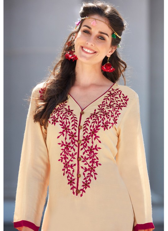 Beige Rayon KUMB SUMMER 1184 Party Wear Kurtis By Sparrow SC/009363