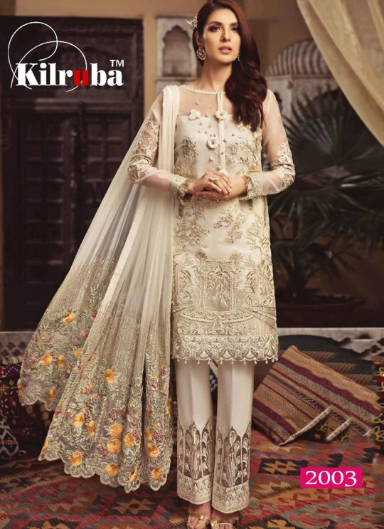 Off White Georgette Embroidered Party Wear Pakistani Salwar Kameez Jannat 2003 By Kilruba