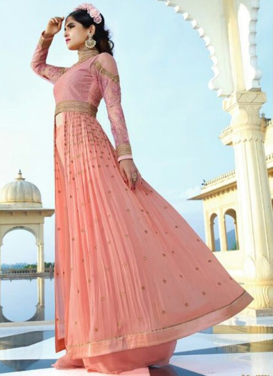 Pink Georgette Embroidered Pakistani Style AAFREEN 10701 By Leo Fashions SC/002505