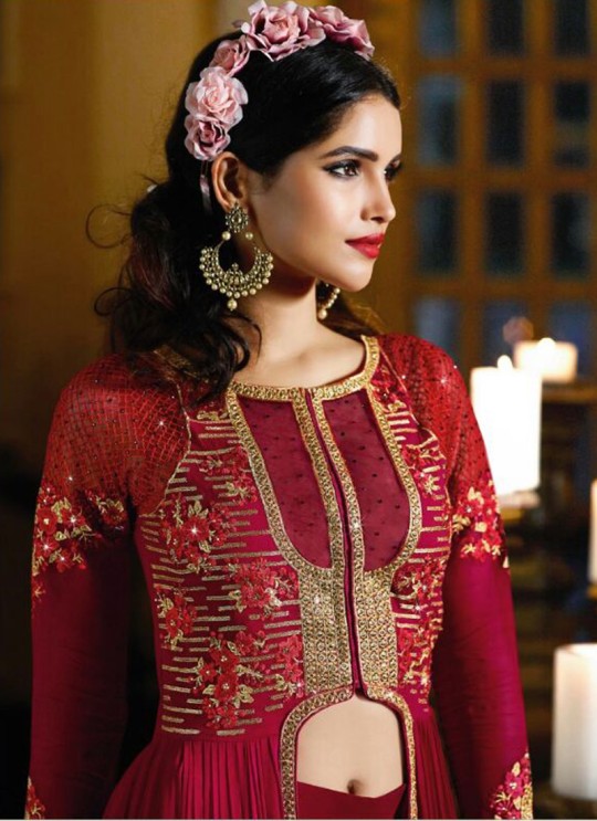 Red Georgette Embroidered Pakistani Style AAFREEN 10708 By Leo Fashions SC/002512