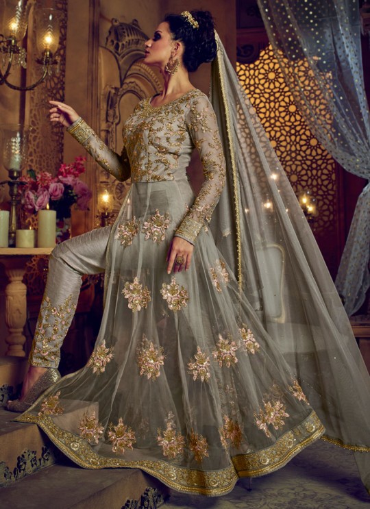 Grey Net Skirt Kameez Sampann Vol 2 5202 By Nirvana SC/010738 Grey Net Skirt Kameez Sampann Vol 2 5202 By Nirvana SC/010738