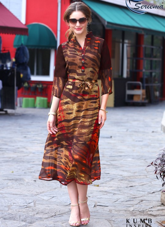 Multicolor Georgette Kumb Inspire 1221 Party Wear Kurtis By Sparrow SC/011809