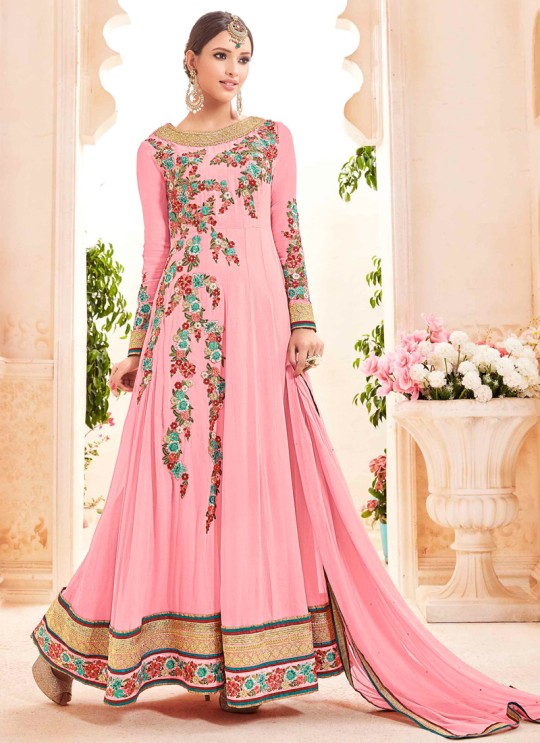 Pink Faux Georgette Floor Length Anarkali KAYRA VOL 4 7001 By Kesari Trendz Pink Faux Georgette Floor Length Anarkali KAYRA VOL 4 7001 By Kesari Trendz