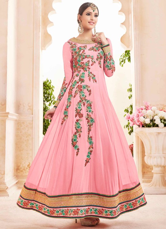 Pink Faux Georgette Floor Length Anarkali KAYRA VOL 4 7001 By Kesari Trendz Pink Faux Georgette Floor Length Anarkali KAYRA VOL 4 7001 By Kesari Trendz