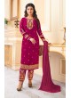 Aashirwad Queen Bottom Work Magenta Pure Georgette Straight Suit By Aashirwad Queen Bottom Work-1003