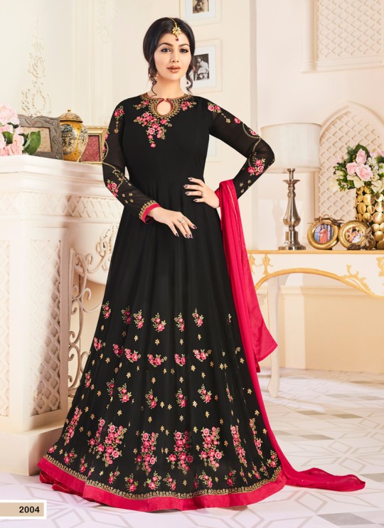 Aashirwad Tajj Black Faux Georgette Anarkali Suit By Aashirwad Tajj-2004