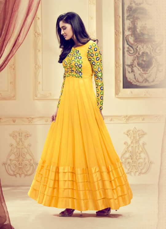 Aashirwad Dyna Vol - 1 Yellow Georgette Anarkali Suit By Aashirwad Dyna-1002