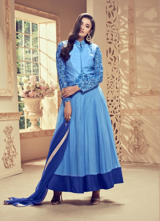 Aashirwad Dyna Vol - 1 Blue Georgette Anarkali Suit By Aashirwad Dyna-1003