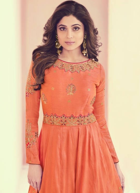 Aashirwad Monisha Orange Royal Silk Anarkali Suit By Aashirwad Monisaa-8013