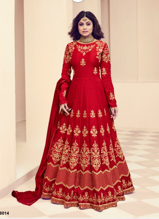 Aashirwad Monisha Red Royal Silk Anarkali Suit By Aashirwad Monisaa-8014