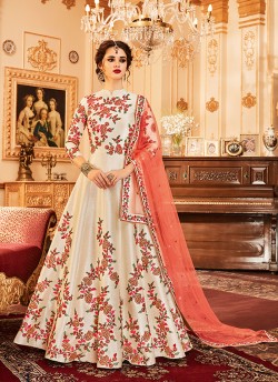 Aashirwad Wedding Affair Cream Melbourne Silk Anarkali Suit By Aashirwad Wedding Affair-001