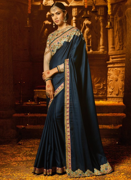 Blue Crape Wedding Saree Sakshi Vol 4 1182 By Ardhangini