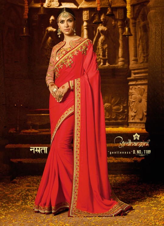 Red Crape Wedding Saree Sakshi Vol 4 1189 By Ardhangini
