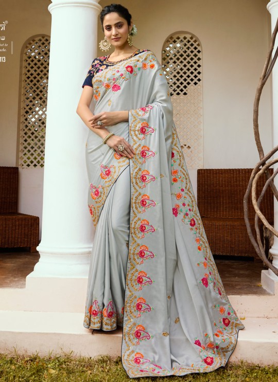 Grey Silk Wedding Saree Srushti Vol 1 4113 By Ardhangini