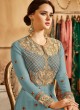 Ice Blue Georgette Embroidered Floor Length Anarkali Suit  Aadhvinna 28001A Colour By Arihant