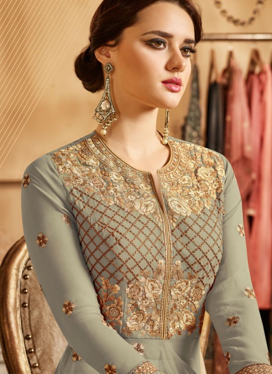 Grey Georgette Embroidered Floor Length Anarkali Suit Aadhvinna 28001D Colour By Arihant Grey Georgette Embroidered Floor Length Anarkali Suit Aadhvinna 28001D Colour By Arihant