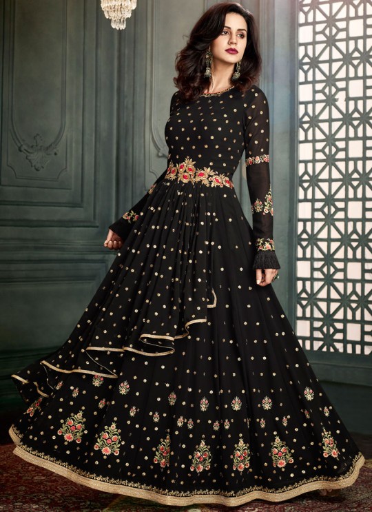 Black Georgette Embroidered Floor Length Anarkali Suit  Vidhisha 31006 By Arihant