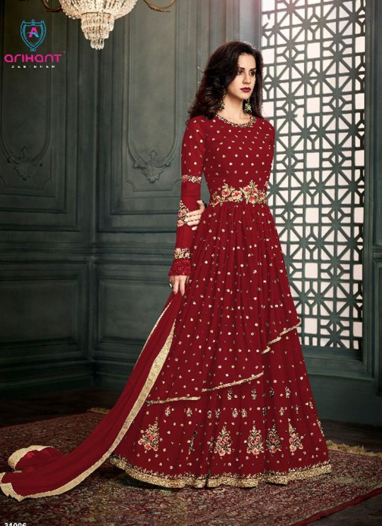 Maroon Georgette Embroidered Floor Length Anarkali Suit  Vidhisha 31006D Color By Arihant