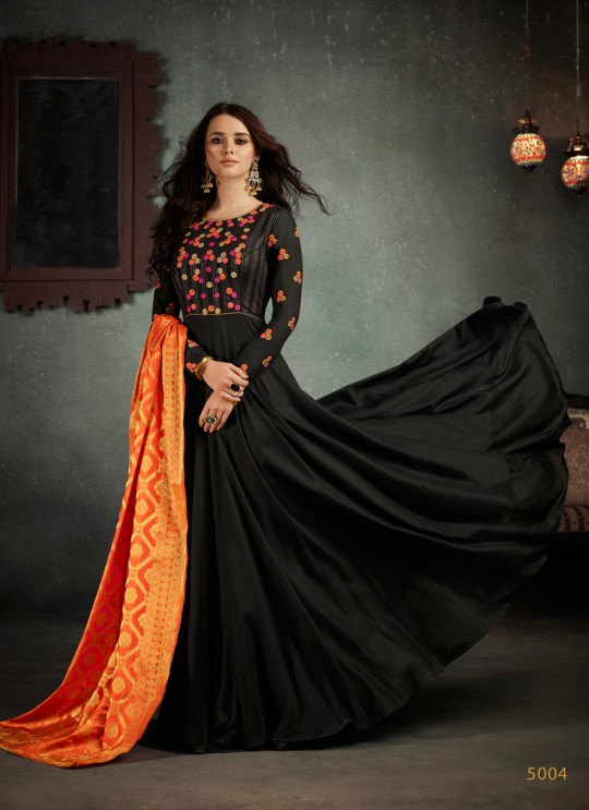 Black Art Silk Embroidered Gown Style Suit  Rizwana 5004 By Arihant