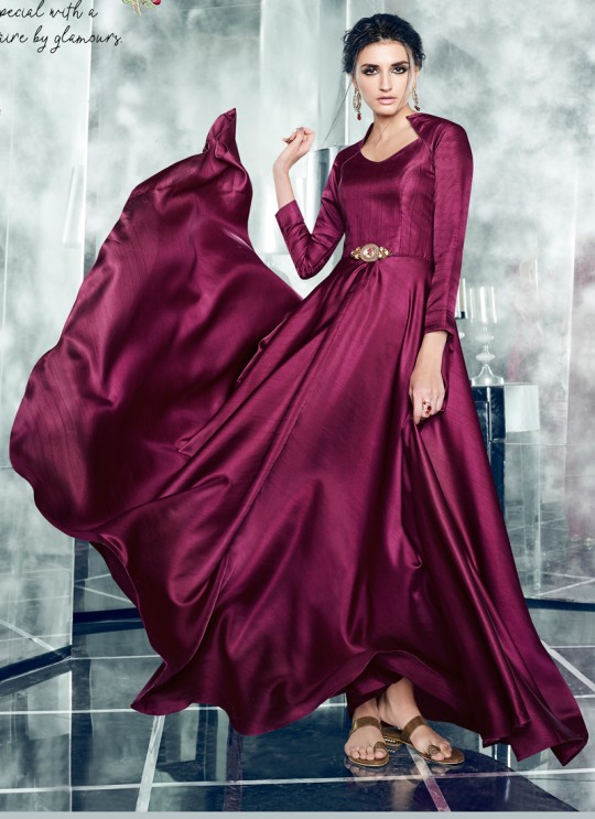 Magenta Silk Satin Party Wear Kurti CHEERY 7001 By Arihant NX Size XL