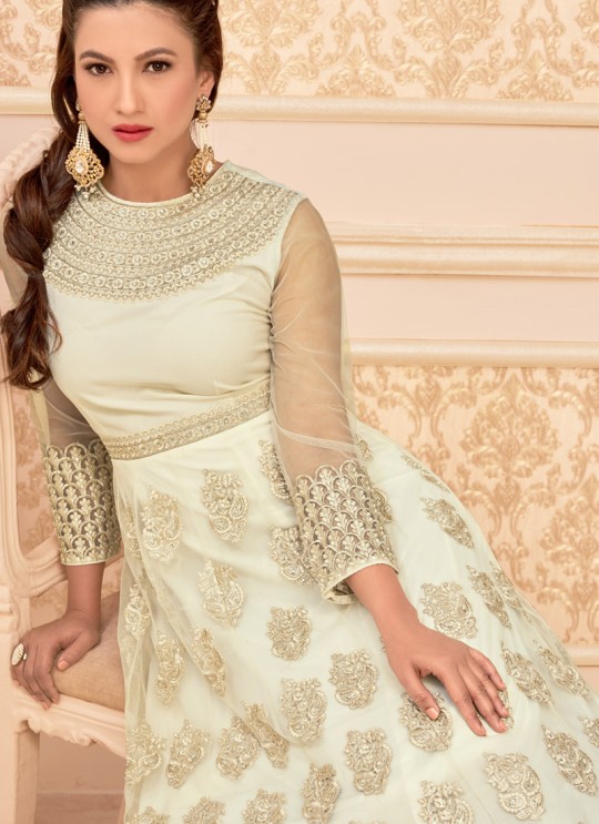 Cream Georgette Embroidered Anarkali Suit HAMIM VOL 7 16012 By Arihant