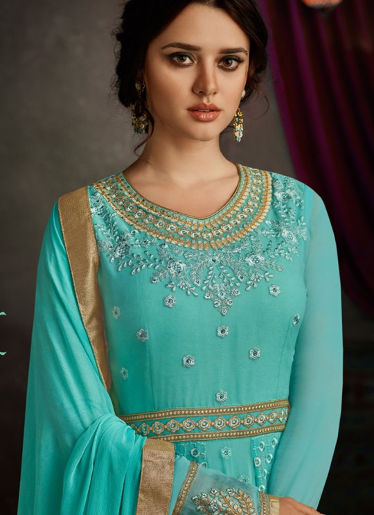 Turquoise Georgette Embroidered Floor Length Anarkali RIHANNA VOL 2 27007 By Arihant