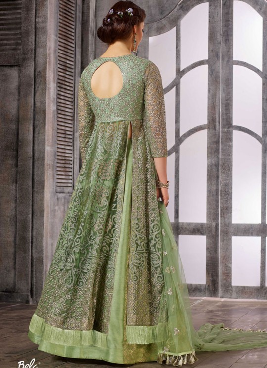 Green Net Embroidered Skirt Kameez 1611-1619 1617 By Bela Fashion