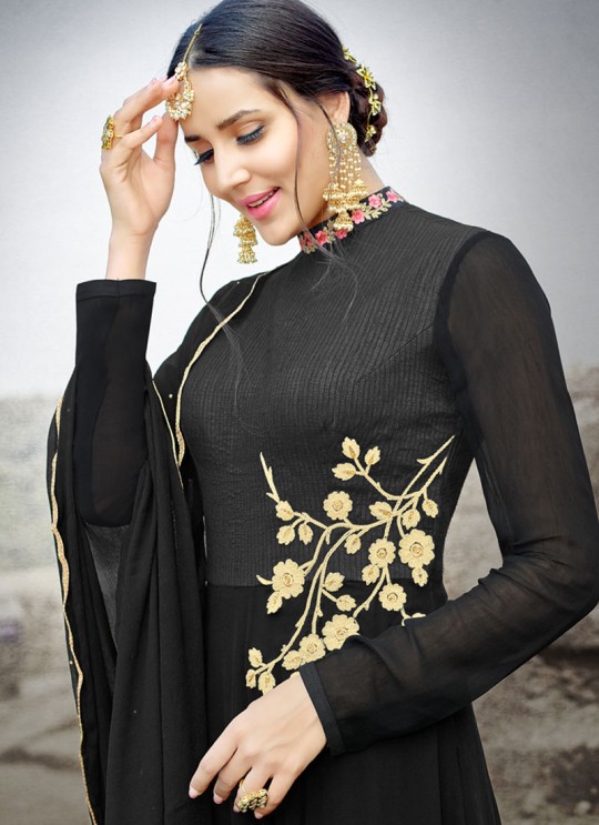Black Silk Embroidered Gown Style Anarkali MEHZABEEN VOL-2 2497 By Bela Fashion
