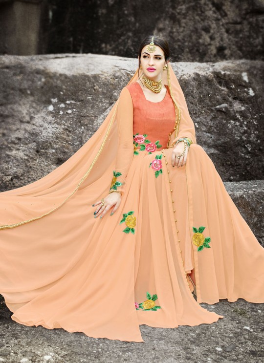 Peach Georgette Embroidered Gown Style Anarkali MEHZABEEN VOL-2 2499 By Bela Fashion